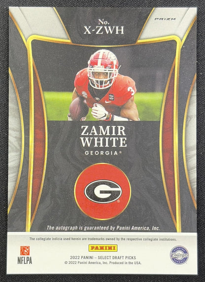 Zamir White 2022 Panini Select Draft Picks X Factor Signatures Silver Prizm Bulldogs