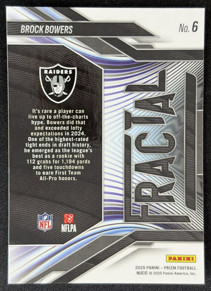 Brock Bowers 2025 Panini Prizm Fractal Raiders