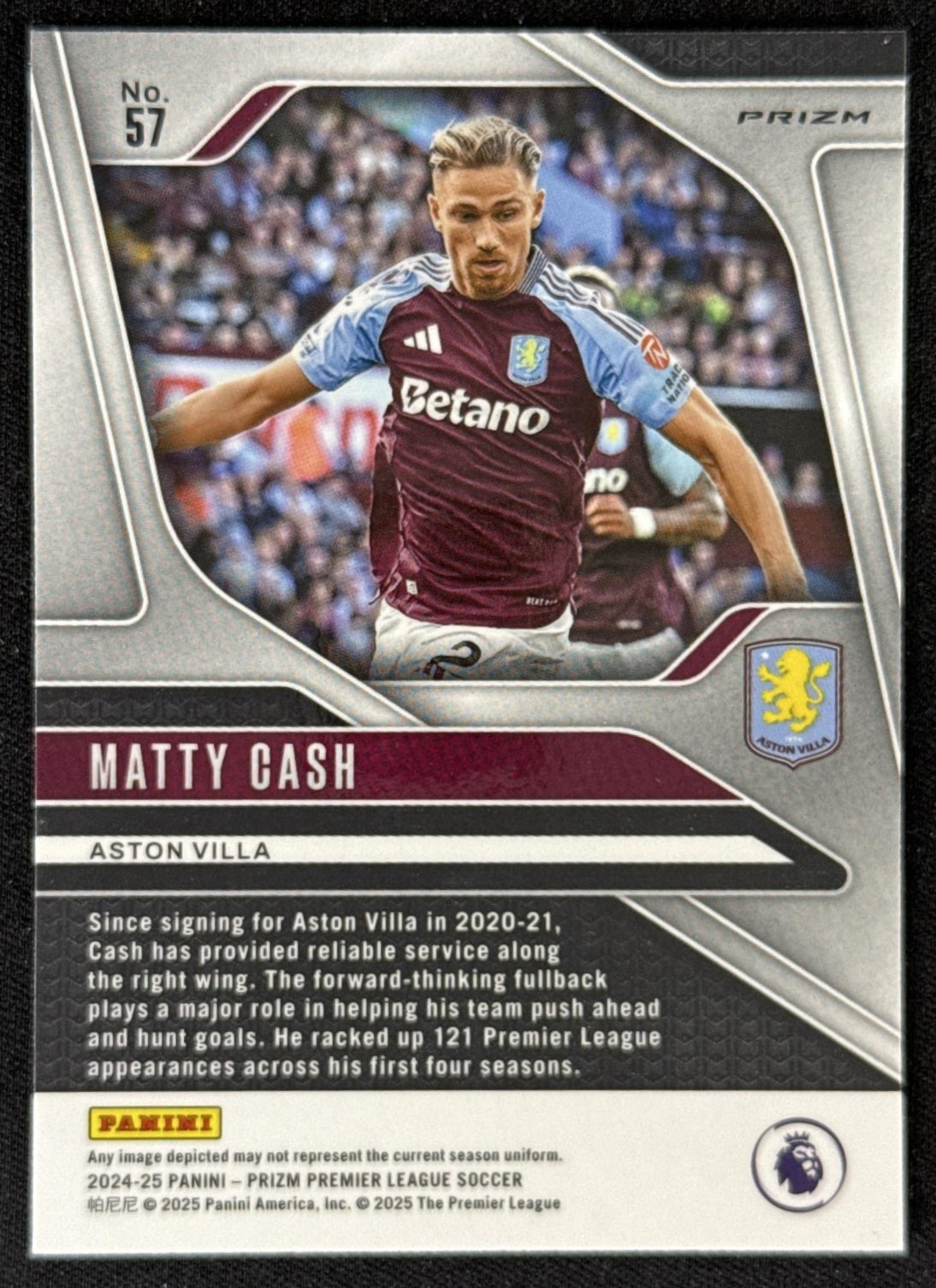 Matty Cash 2024 Panini Prizm Premier League Pink Mosaic Prizm Aston Villa Sports Trading Card