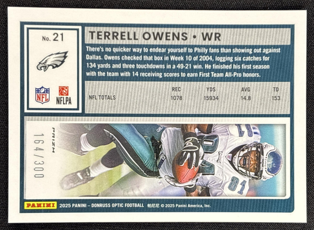Terrell Owens 2025 Panini Donruss Optic Wave Prizm /300 Eagles