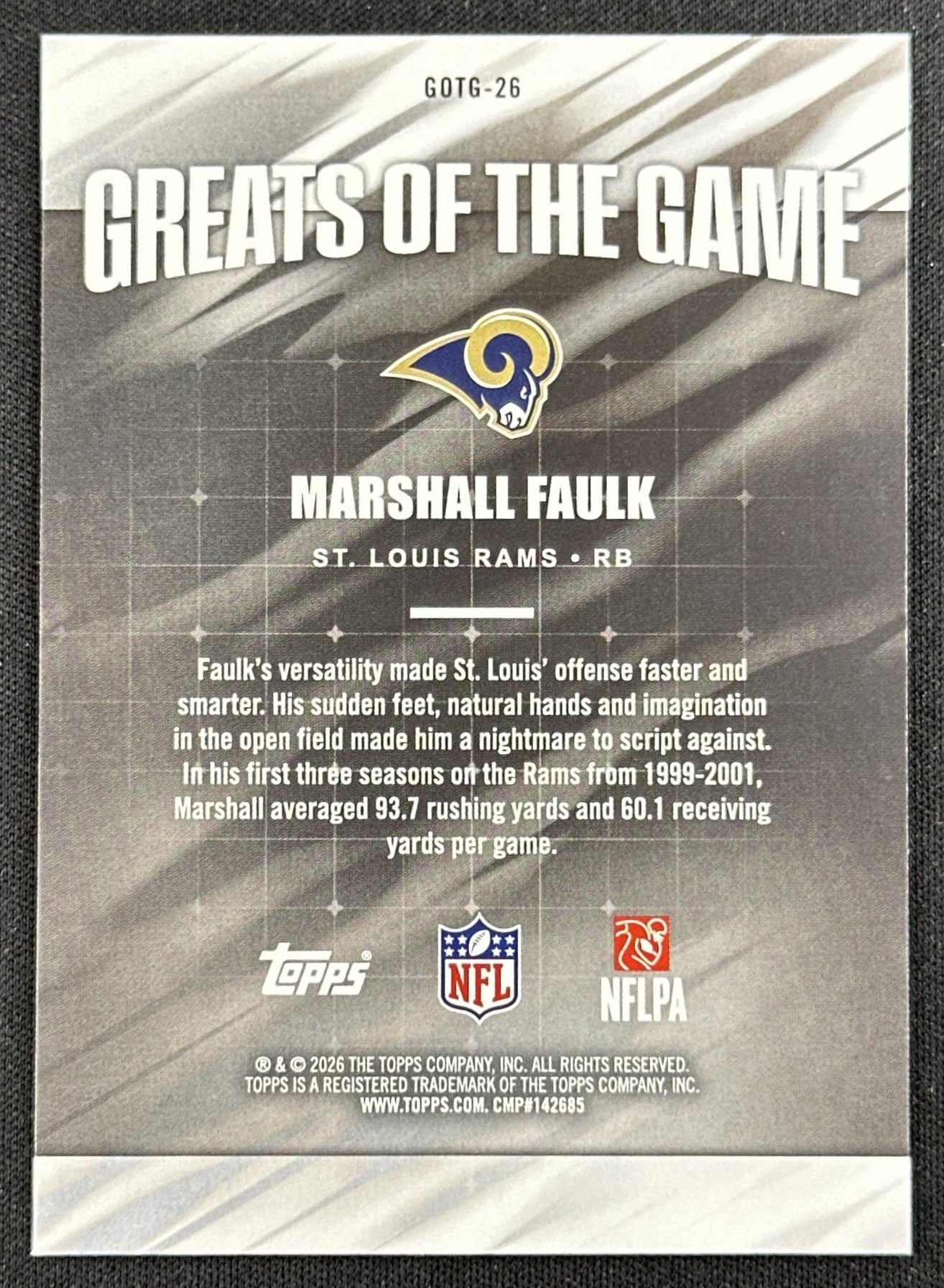Marshall Faulk 2026 Topps Flagship Greats Of The Game Rams