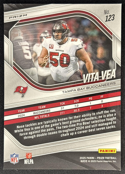 Vita Vea 2025 Panini Prizm Red White & Blue Buccaneers back