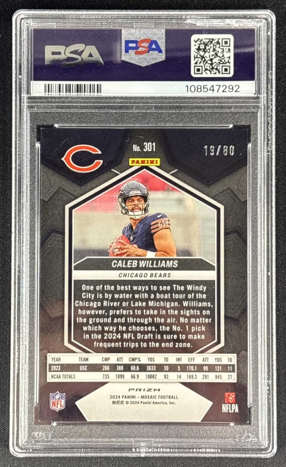 Caleb Williams 2024 Mosaic Choice Fusion Red and Yellow Prizm /80 Bears Sports Trading Cards