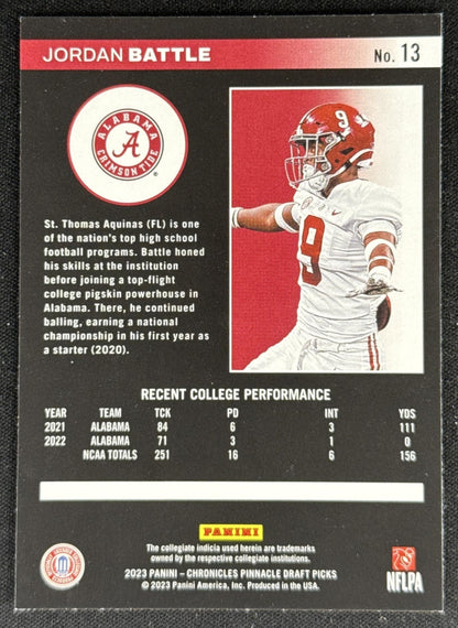 Jordan Battle 2023 Panini Chronicles Draft Picks Pinnacle Bengals Sports Trading Card