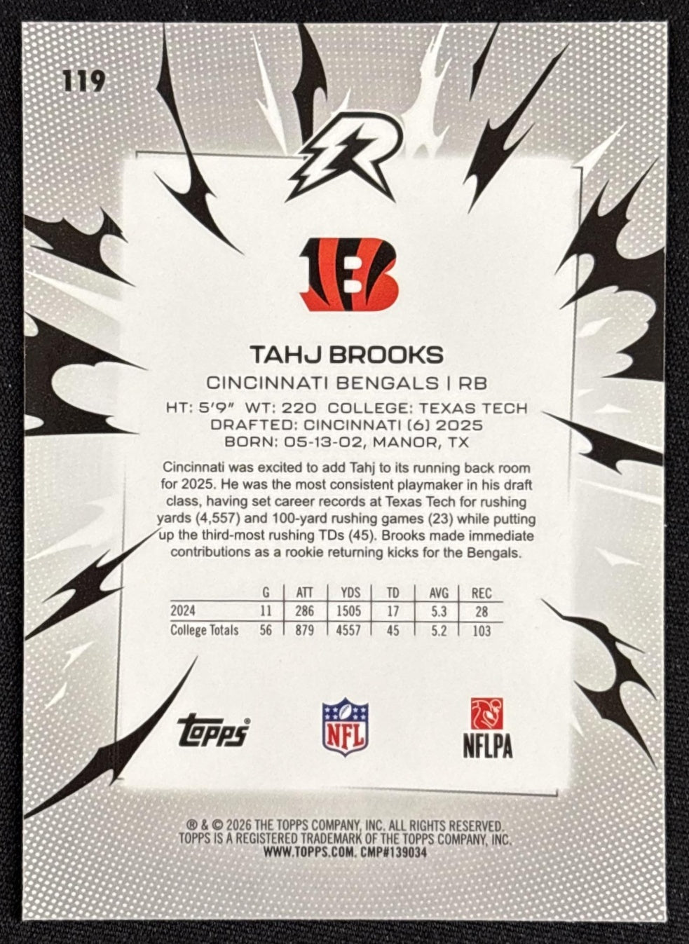 Tahj Brooks 2025 Topps Resurgence Bengals