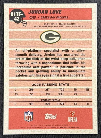 Jordan Love 2026 Topps Flagship 1991 Packers