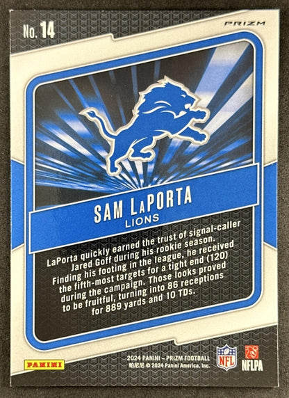 Sam LaPorta 2024 Panini Prizm Hype Green Wave Lions Sports Trading Card