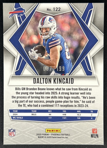 Dalton Kincaid 2025 Panini Phoenix Blue Winter Prizm /199 Bills Back
