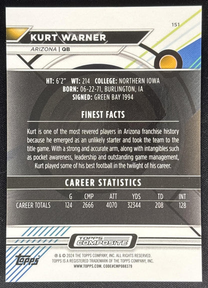 Kurt Warner 2023 Topps Composite Finest Gold Geometric /50 Cardinals Sports Trading Card