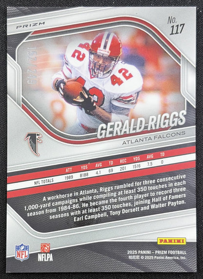 Gerald Riggs 2025 Panini Prizm Orange /249 Falcons back