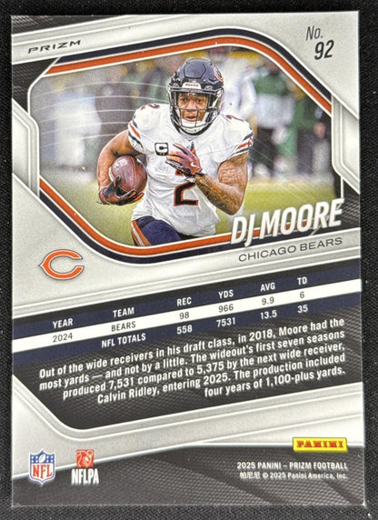 DJ Moore 2025 Panini Prizm Red White & Blue Bears Sports Trading Card