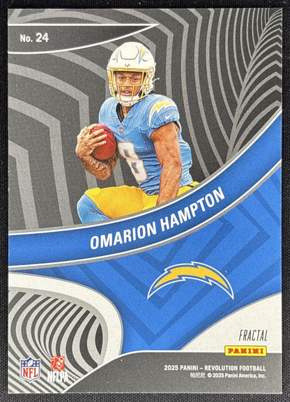 Omarion Hampton 2025 Panini Revolution Showstoppers Fractal Chargers Sports Trading Cards