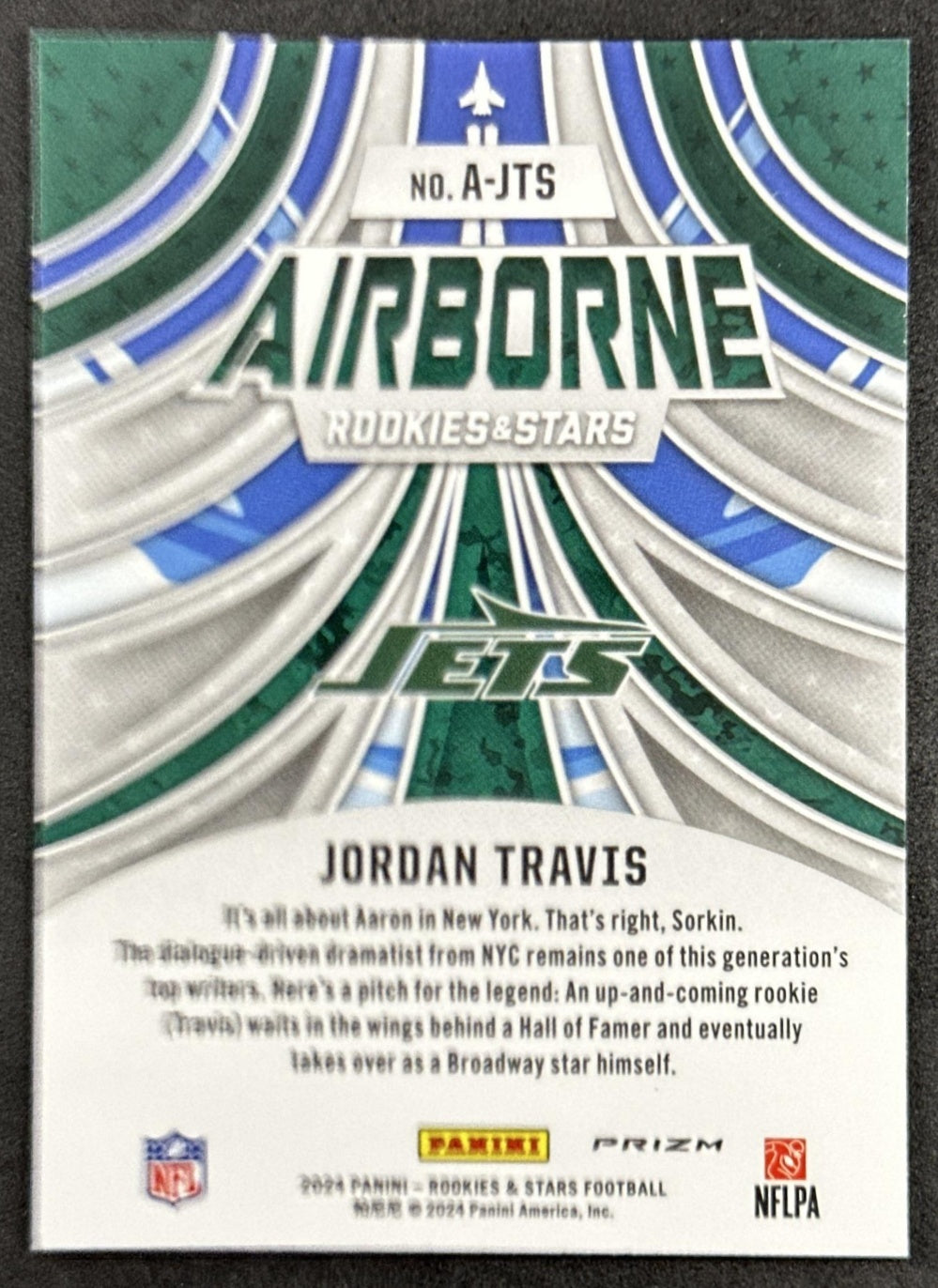 Jordan Travis 2024 Panini Rookies & Stars Airborne Red Plaid Jets back