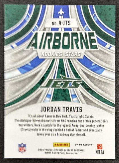 Jordan Travis 2024 Panini Rookies & Stars Airborne Red Plaid Jets back
