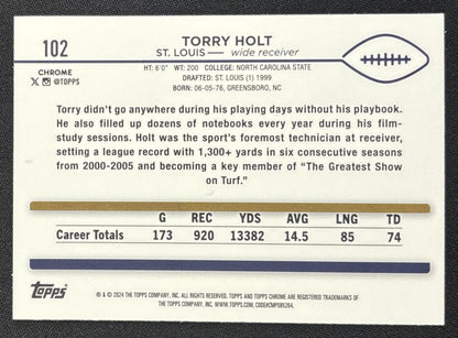 Torry Holt 2024 Topps Chrome Aqua Sonar Refractor /199 Rams
