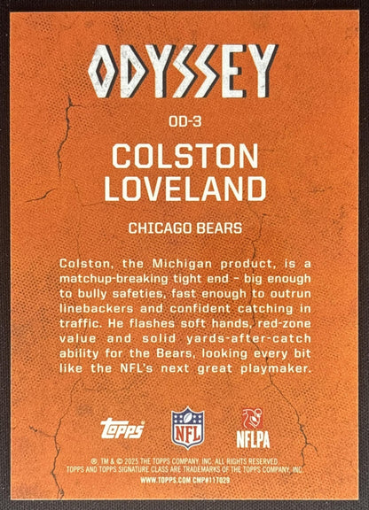 Colston Loveland 2025 Topps Signature Class Odyssey Bears Sports Trading Cards
