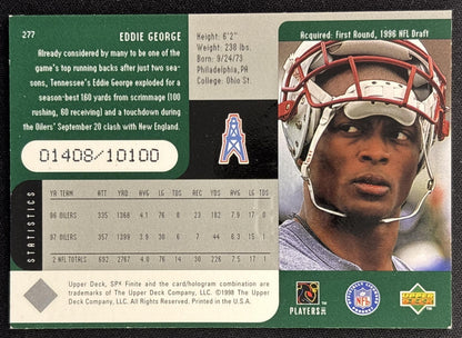 Eddie George 1998 SPx Finite /10100 back