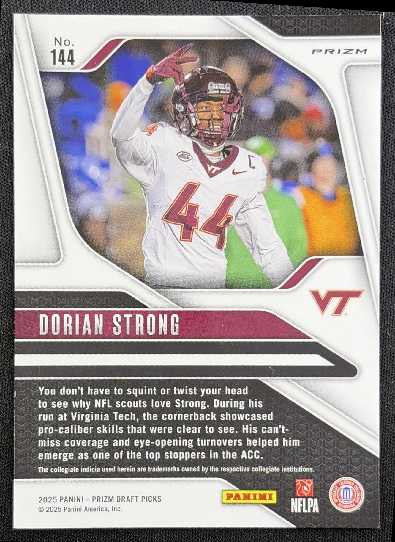 Dorian Strong 2025 Panini Prizm Draft Picks Gold Ice Hokies