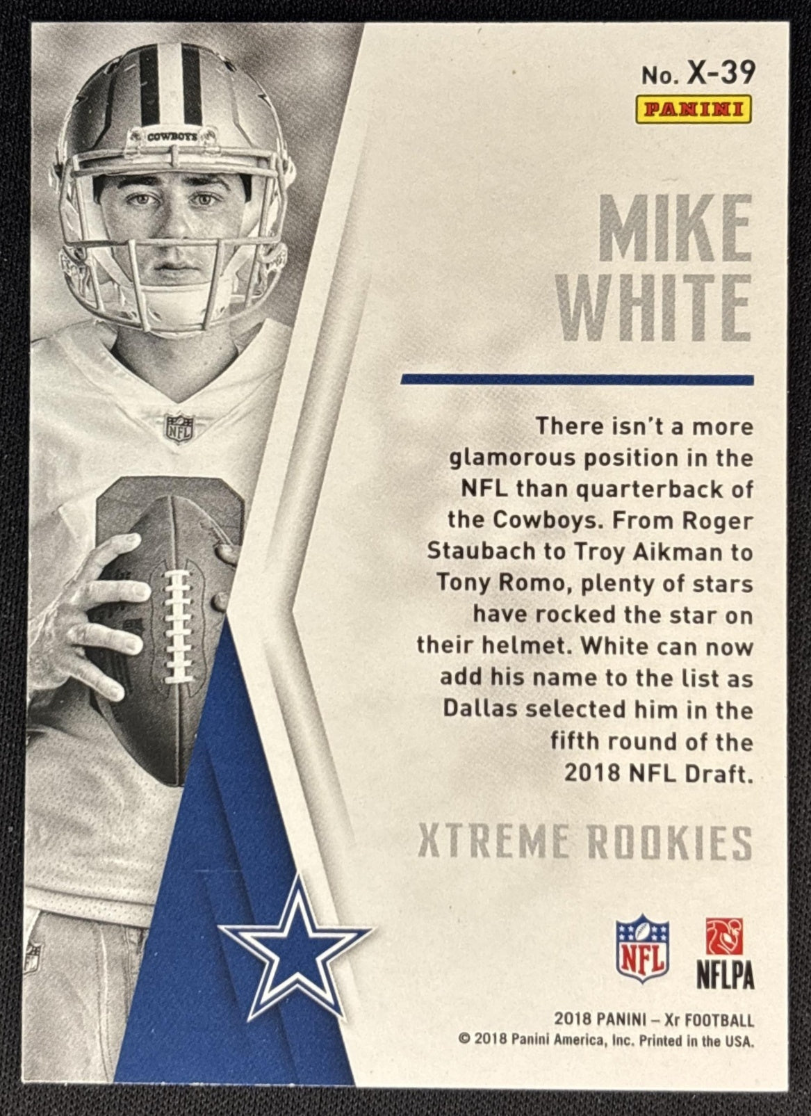 Mike White 2018 Panini XR Xtreme Rookies /99 Cowboys