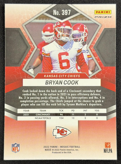Bryan Cook 2022 Panini Mosaic Green Chiefs Sports Trading Card
