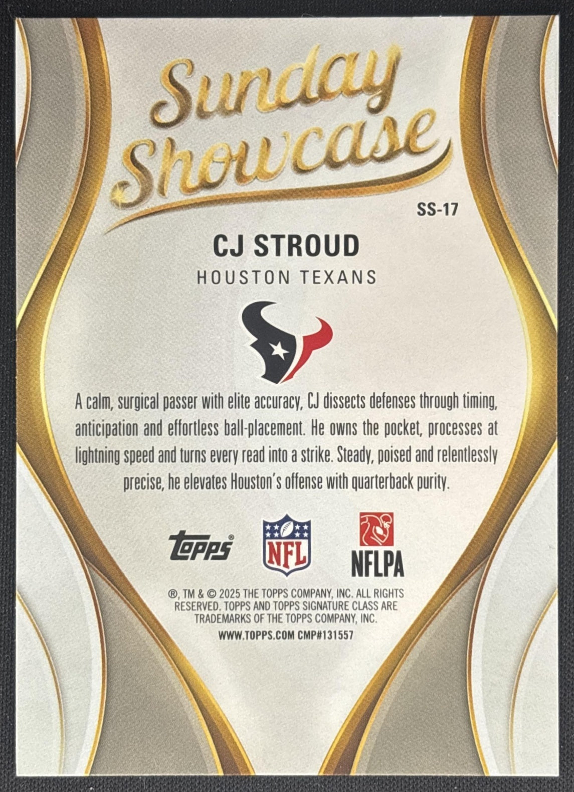 CJ Stroud 2025 Topps Signature Class Sunday Showcase Texans back