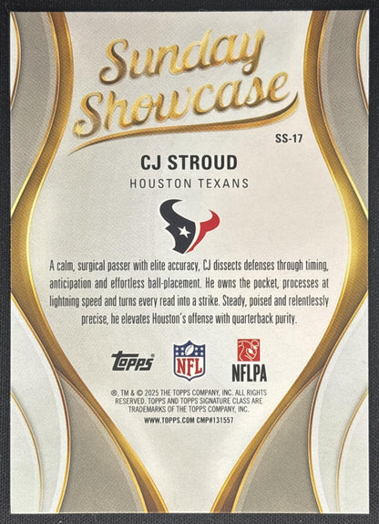 CJ Stroud 2025 Topps Signature Class Sunday Showcase Texans back