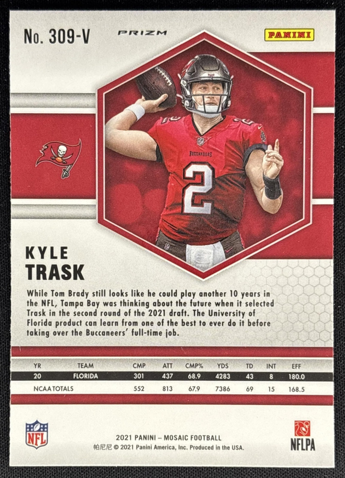 Kyle Trask 2021 Panini Mosaic Prizm Silver Buccaneers back