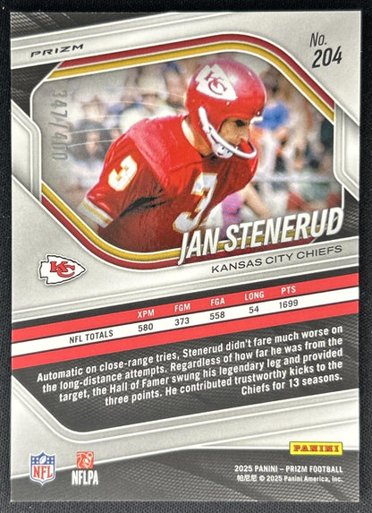 Jan Stenerud 2025 Panini Prizm Pandora /400 Chiefs