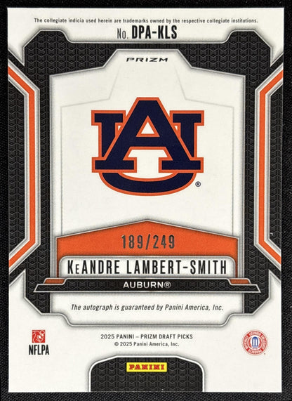 KeAndre Lambert-Smith 2025 Panini Prizm Draft Picks Auto Blue /249 Tigers