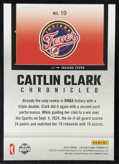 Caitlin Clark 2025 Panini Chronicled WNBA Fever 10 Sports Trading Card