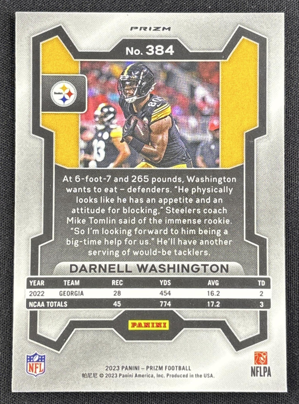 Darnell Washington 2023 Panini Prizm Silver Steelers