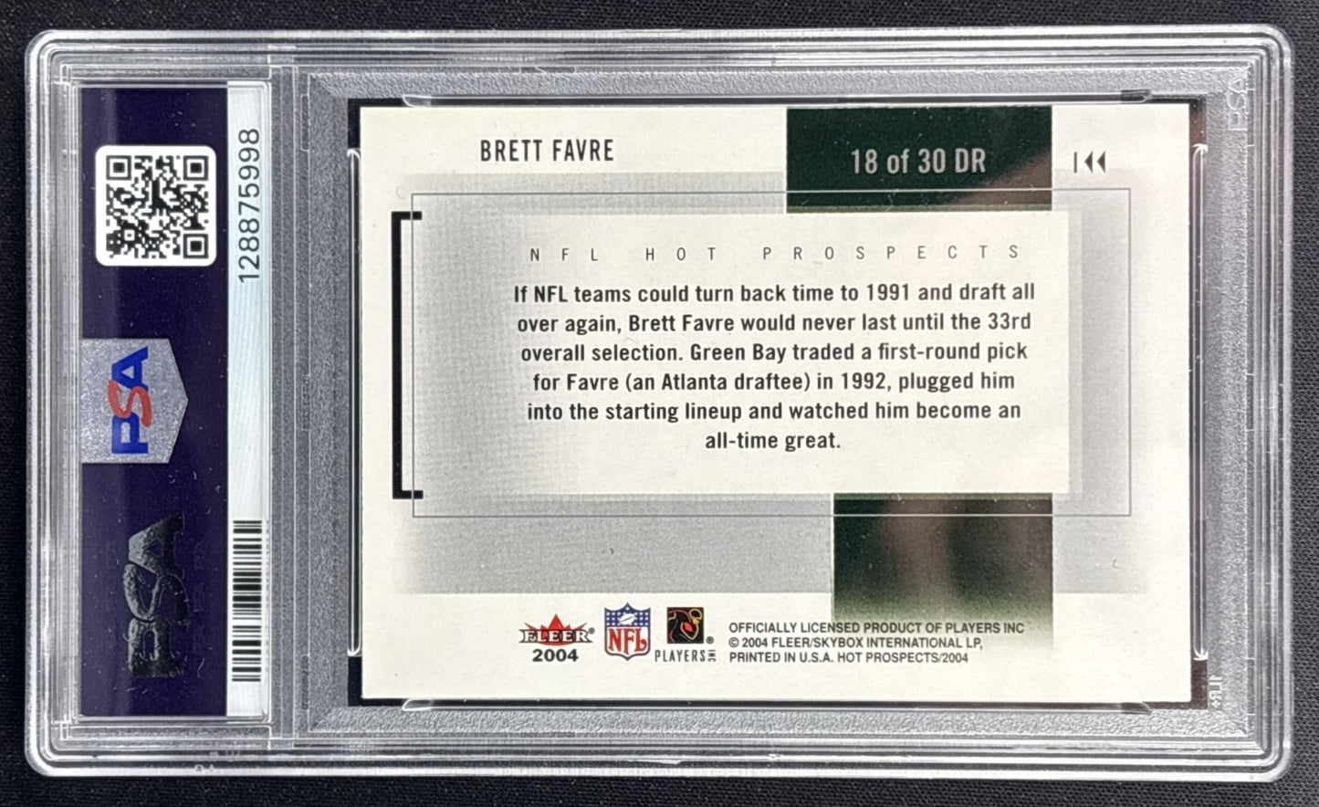 Brett Favre 2004 Fleer Hot Prospects Draft Rewind PSA 9 Packers Sports Trading Cards