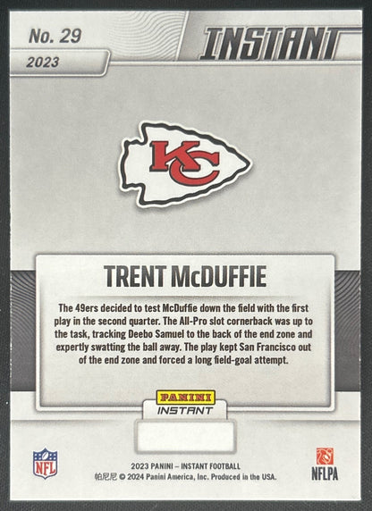 Trent McDuffie Panini Instant Super Bowl Chiefs Sports Trading Cards