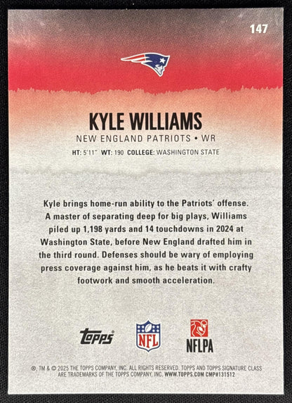 Kyle Williams 2025 Topps Signature Class Rookie Patriots back