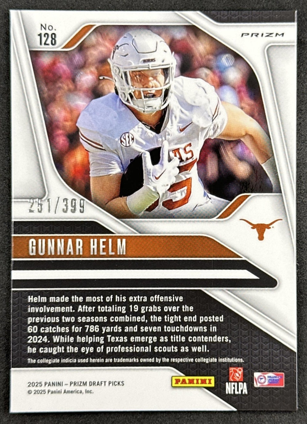 Gunnar Helm 2025 Panini Prizm Draft Picks Red /399 Titans back