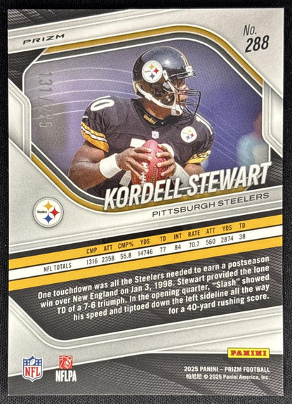 Kordell Stewart 2025 Panini Prizm Purple Ice /225 Steelers Sports Trading Card