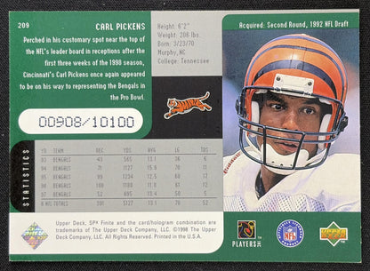 Carl Pickens 1998 SPx Finite /10100 Bengals Sports Trading Card