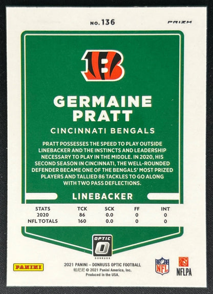Germaine Pratt 2021 Donruss Optic Red Stars Bengals Sports Trading Cards