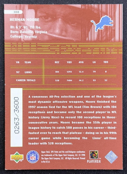 Herman Moore 1998 SPx Finite Radiance /3600 Lions
