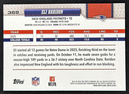 Eli Raridon 2026 Topps Flagship Fanatics Foil Patriots