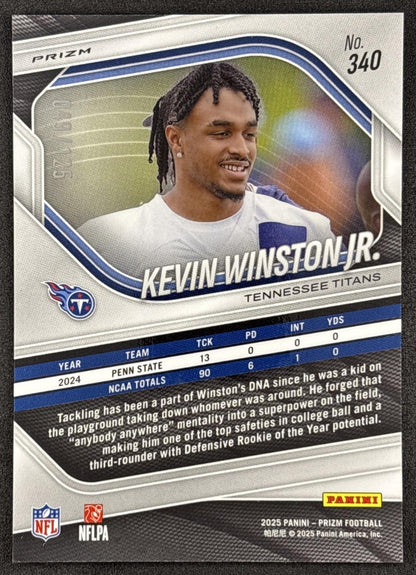 Kevin Winston Jr. 2025 Panini Prizm No Huddle Blue /125 Titans Tennessee Titans