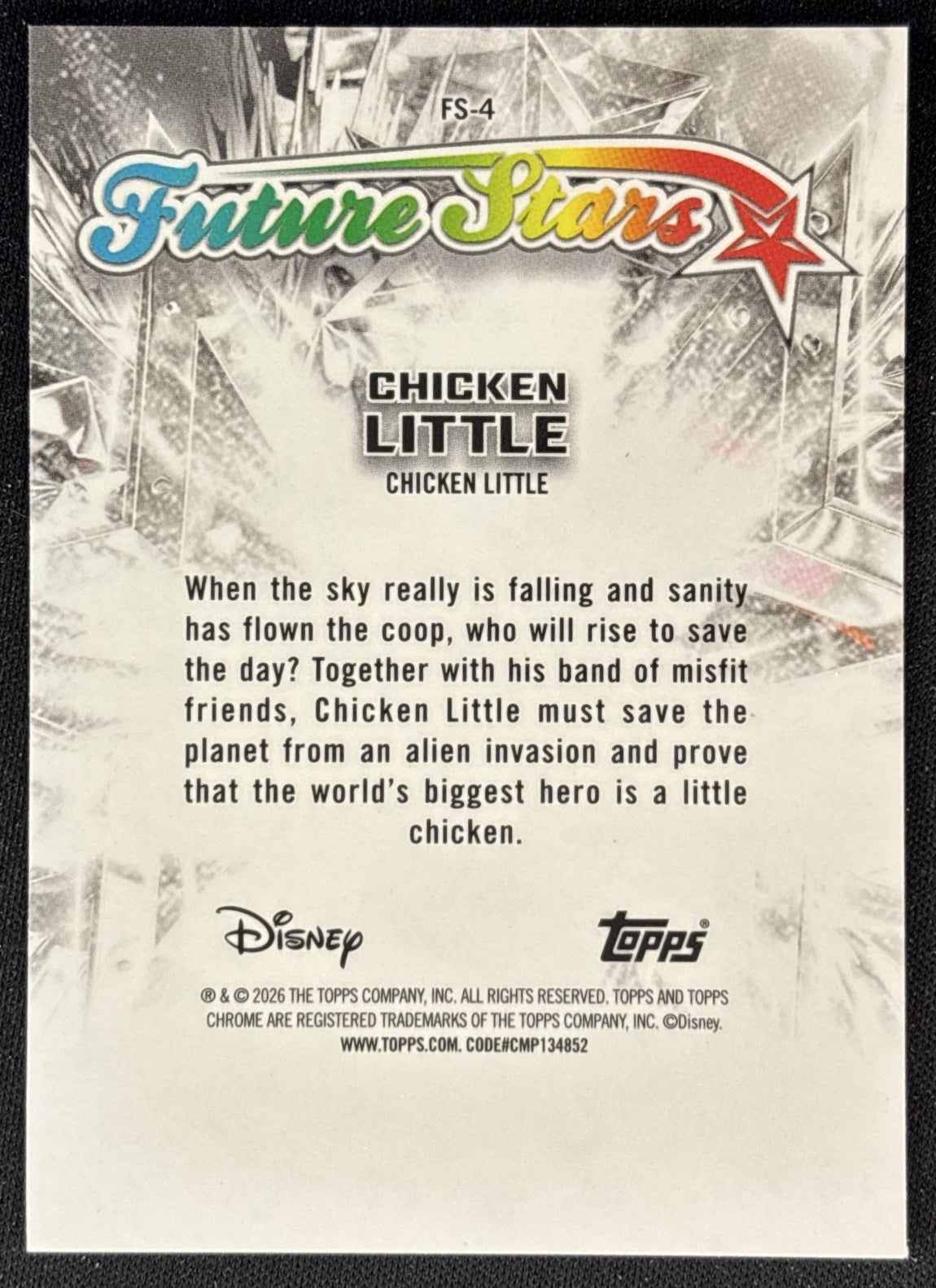 Chicken Little 2026 Topps Chrome Disney Future Stars Back