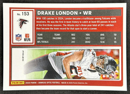 Drake London 2025 Panini Donruss Optic Stars Prizm Falcons Sports Trading Cards
