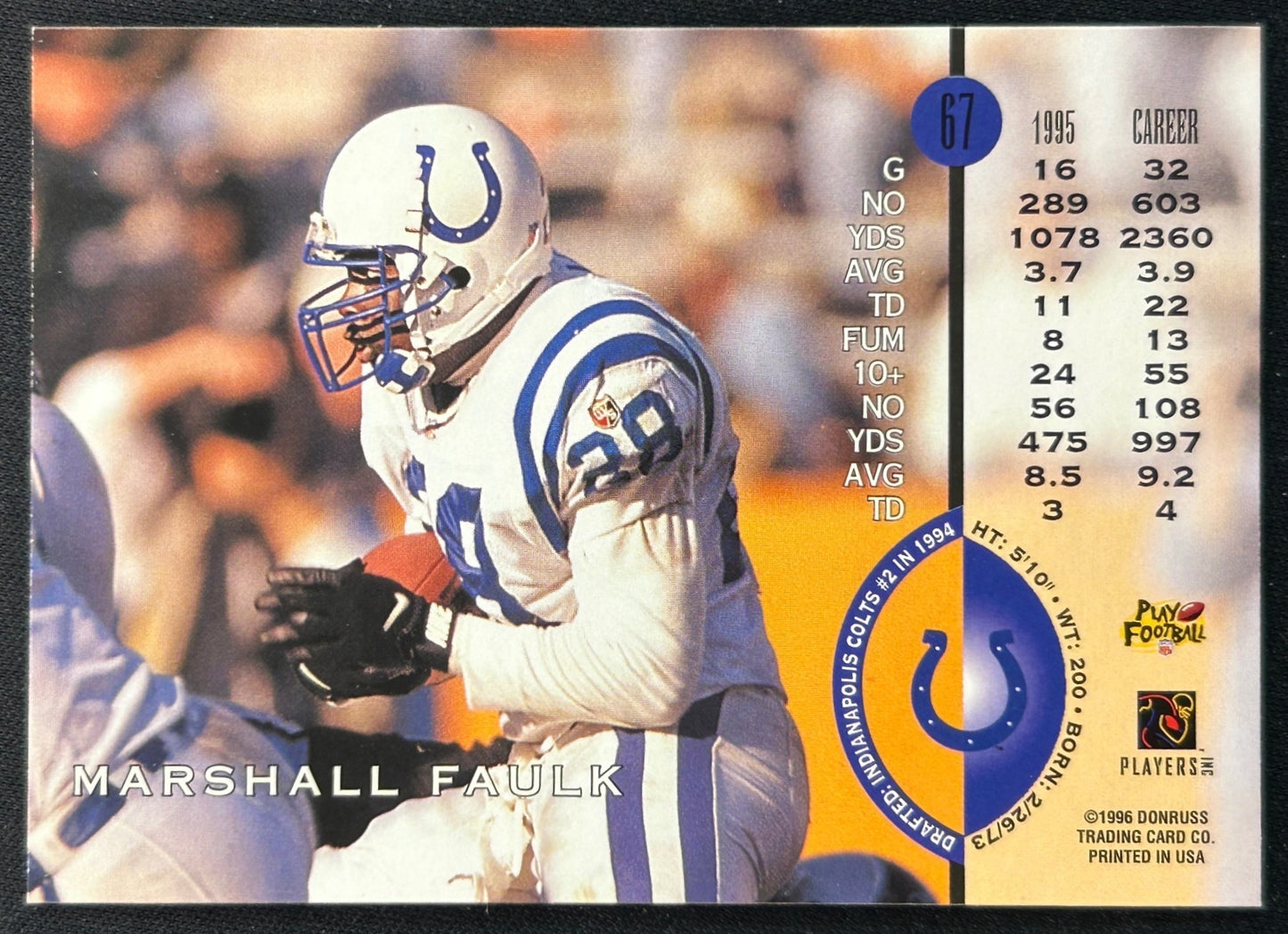 Marshall Faulk 1996 Donruss Colts