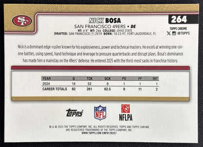 Nick Bosa 2025 Topps Chrome Hot Pink X-Fractor 49ers Sports Trading Cards