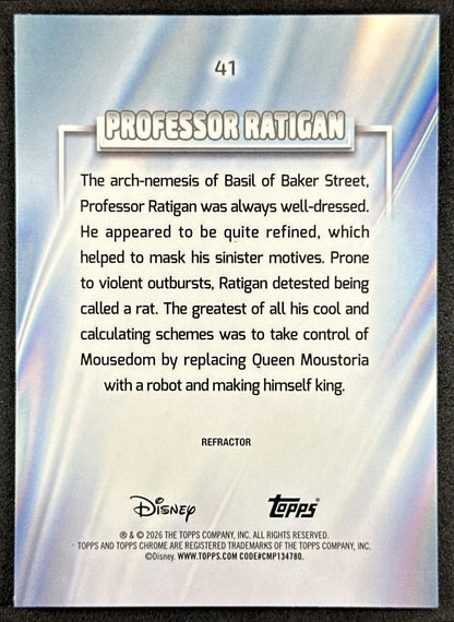 Professor Ratigan 2026 Topps Chrome Disney Refractor The Great Mouse Detective Back