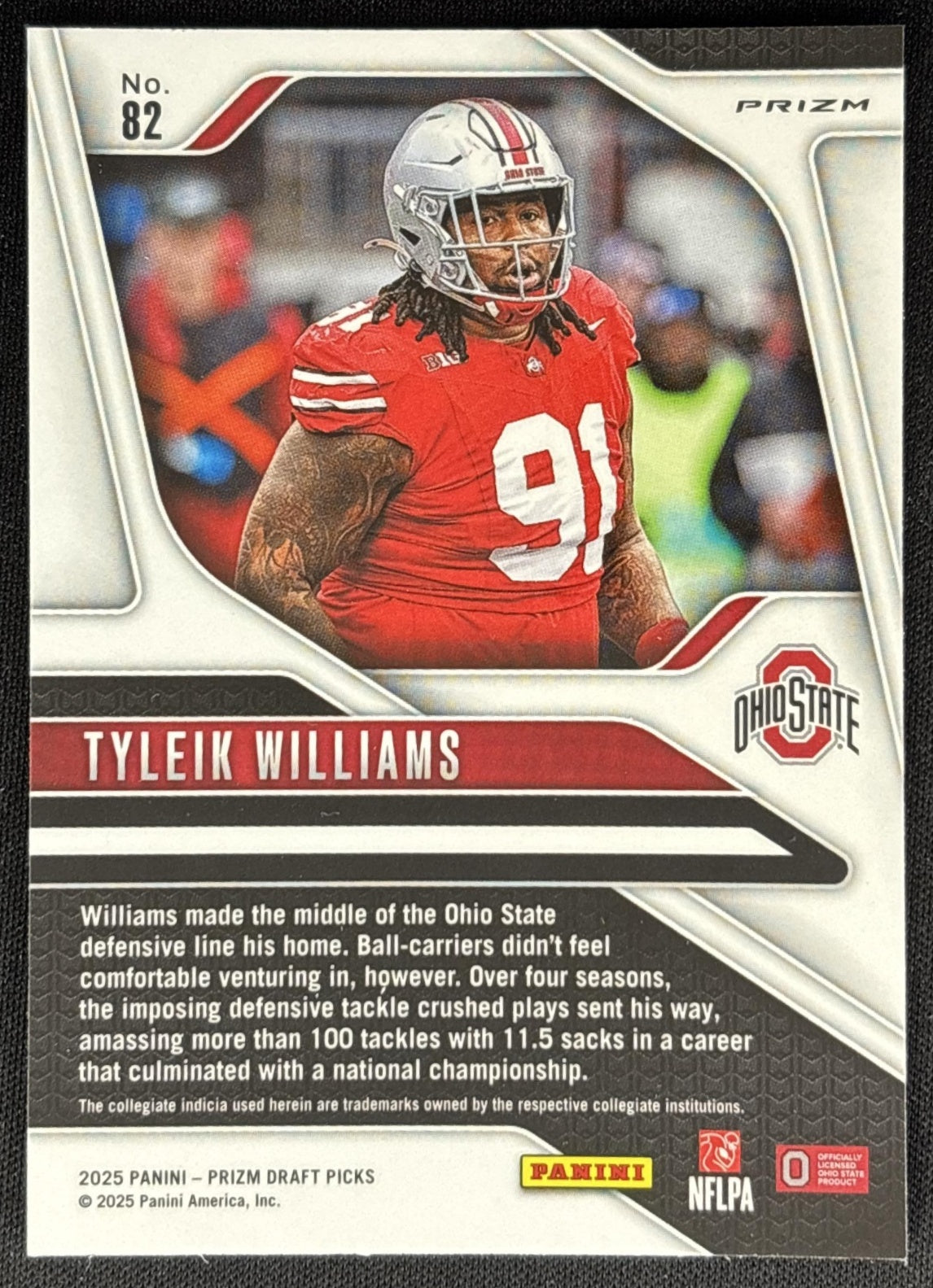 Tyleik Williams 2025 Panini Prizm Draft Picks Silver Buckeyes