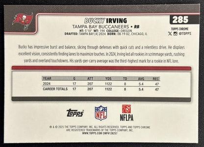 Bucky Irving 2025 Topps Chrome Sapphire Buccaneers Sports Trading Cards