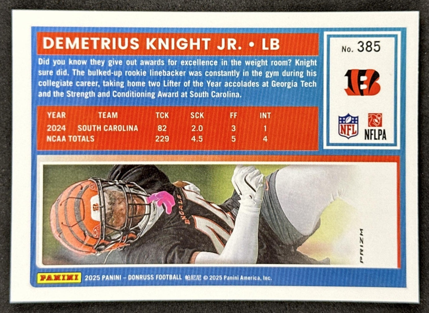 Demetrius Knight Jr. 2025 Donruss Optic Rated Rookie Preview Red Wave Bengals back sports trading card