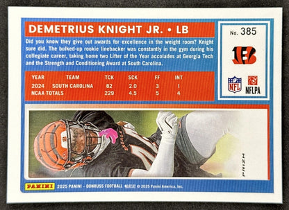 Demetrius Knight Jr. 2025 Donruss Optic Rated Rookie Preview Red Wave Bengals back sports trading card